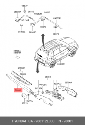 Поводок заднего стеклоочистителя 988112E000 HYUNDAI KIA