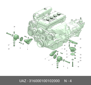 Опора двигателя УАЗ-3160,3163 передняя (ОАО УАЗ) 316000100102000 UAZ UAZ