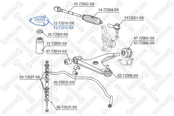 Опора амортизатора переднего 12-72011-SX STELLOX