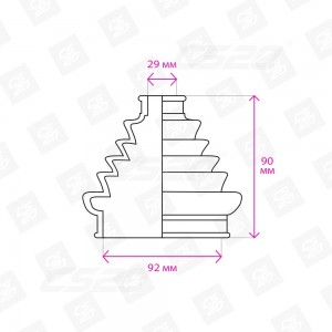 Чехол УАЗ Профи привода (пыльник ШРУСа) полиуретан красный CS-20 14090 CS20