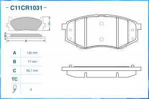 Тормозные колодки передние Low Metallic C11CR1031 C11CR1031 CWORKS
