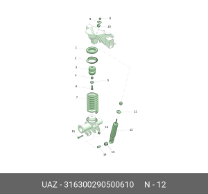 Амортизатор УАЗ-3163 (18-) передний газомасляный (ОАО УАЗ) 316300290500610 UAZ UAZ