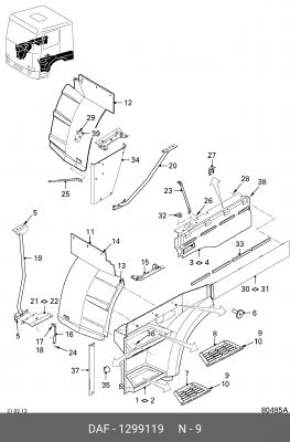 болт! M6x20 с потайной головкой DAF 1299119 DAF