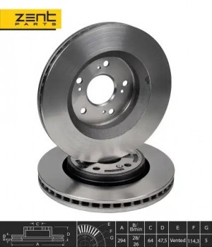 диск тормозной передний! Honda CR-V 2.0/2.2CTDi/DTEC/2.4VTEC 07> Z06020 ZENTPARTS