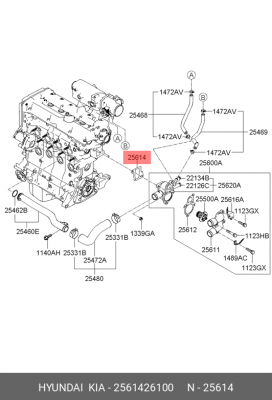 Прокладка HYUNDAI Getz (08-) KIA Rio (08-) термостата OE 2561426100 HYUNDAI KIA