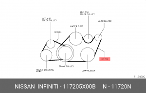 РЕМЕНЬ ГЕНЕРАТОРА/BELT-FAN & ALTE 11720-5X00B 11720-5X00B NISSAN
