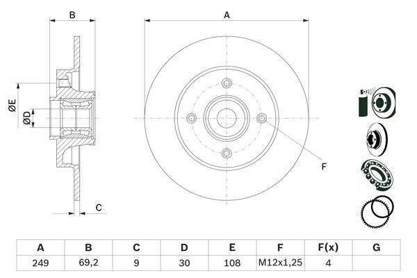 Диск тормозной PEUGEOT 307 (02-10) CITROEN C4 (04-) задний (1шт.) BOSCH 0 986 479 275 BOSCH