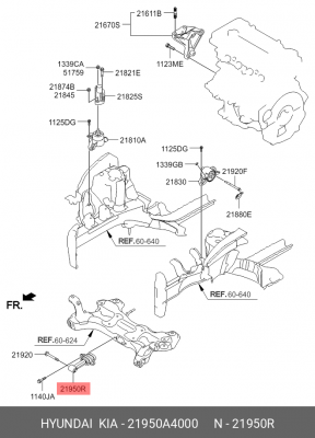 Опора двигателя KIA Soul (16-) передняя OE 21950A4000 HYUNDAI KIA