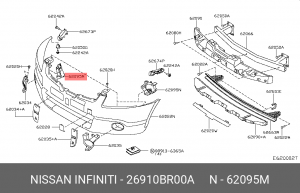 кронштейн фары противотуманной правой!\ Nissan 26910-BR00A NISSAN