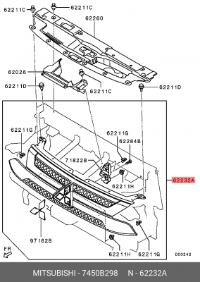 решетка радиатора!\ Mitsubishi Outlander 3 GF 18> 7450B298 MITSUBISHI