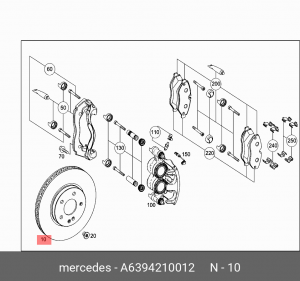 Диск тормозной MERCEDES Viano,Vito (W639) передний (1шт.) OE A6394210012 MERCEDES BENZ