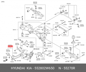 Рычаг подвески HYUNDAI Santa Fe (15-)(4WD) задней продольный верхний правый OE 552802W650 HYUNDAI KIA