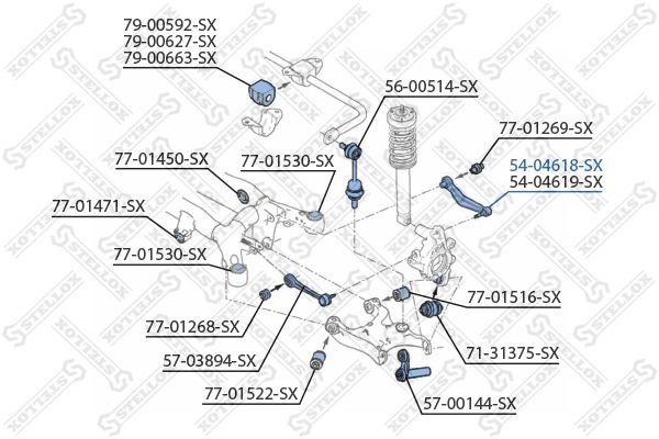 рычаг задней подвески верхний левый! алюм.\ BMW E65/E66 all 01> 54-04618A-SX STELLOX