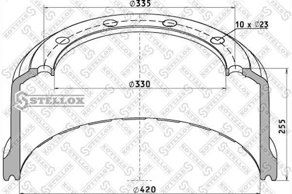 торм.барабан !420x200/215 H=256 d=300/335 n10x23 \SAF SK/RS9042/20 85-00062-SX STELLOX