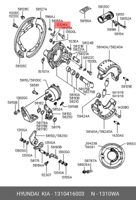 Гайка HYUNDAI пальца рессоры OE 1310416003 HYUNDAI KIA