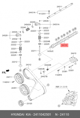 Вал распределительный HYUNDAI Porter дв.D4BF OE 2411042501 HYUNDAI KIA