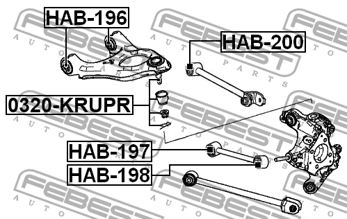 ОПОРА ШАРОВАЯ ЗАДНЕГО ВЕРХНЕГО РЫЧАГА 0320-KRUPR 0320-KRUPR FEBEST