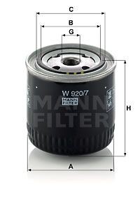 Фильтр масляный W920/7 W 920-7 MANN FILTER