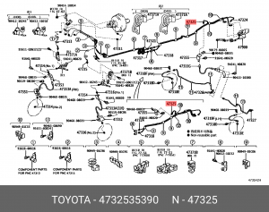 трубка торм. задняя!\ Toyota 4Runner/Hilux/Land Cruiser Prado, Lexus GX470 02-09 47325-35390 TOYOTA