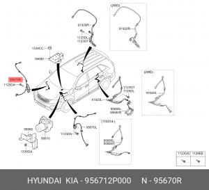 Датчик АБС KIA Sorento (09-) колеса переднего правого OE 956712P000 HYUNDAI KIA