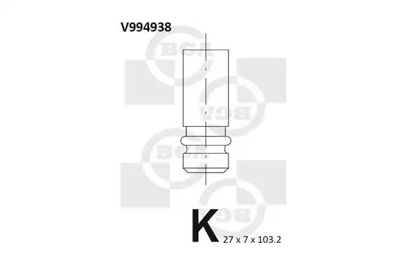 клапан выпускной! 27x7x103.3\ Renault Laguna 2.0 16V 90> V994938 BG AUTOMOTIVE