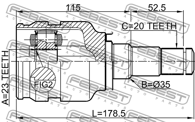 ШРУС внутренний TOYOTA AVENSIS ADT27#/ZRT27# 2008- 0111-ZRT270 0111-ZRT270 FEBEST