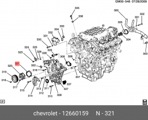 прокладка помпы!\ Chevrolet Captiva, Opel Antara 3.0-3.2 07> 12660159 GENERAL MOTORS