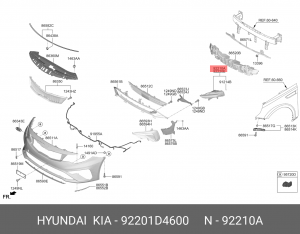 Фара противотуманная KIA Optima (19-) левая OE 92201D4600 HYUNDAI KIA