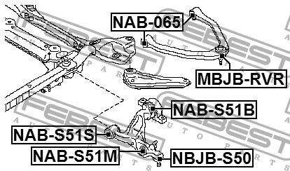 Сайлентблок INFINITI FX35,FX37,FX50 рычага переднего передний FEBEST NAB-S51M FEBEST