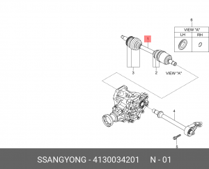 Привод SSANGYONG Actyon (10-) М/АКПП передних колес правый OE 41300-34201 SSANG YONG