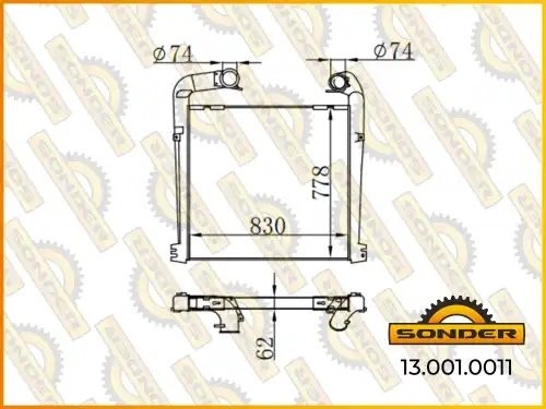 Интеркулер 828*792*66 Scania P/G/R/T (без рамки) (Nissens 97029) 130010011 SONDER