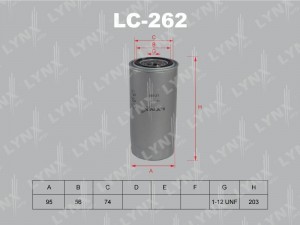 фильтр масляный! D95 d72 H178 1'-12UNF \VOLVO LC-262 LYNXAUTO