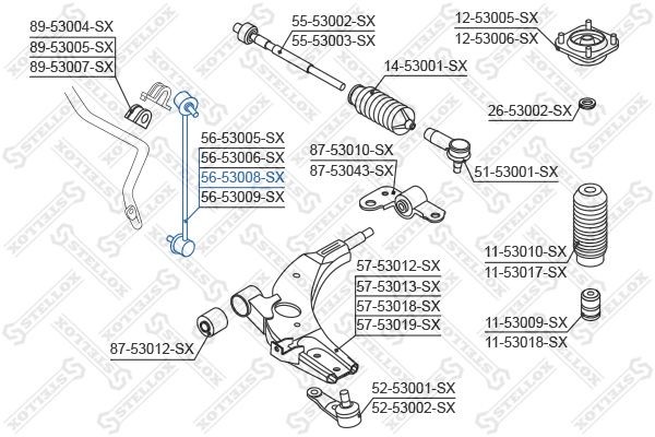 тяга стабилизатора переднего правая!\ KIA Carens 02>/ Shuma 01-04 56-53008-SX STELLOX