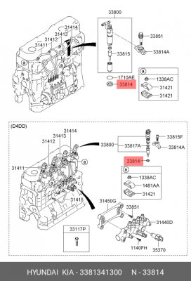 Прокладка HYUNDAI HD65,72,78,County дв.D4AL,D4DB форсунки OE 3381341300 HYUNDAI KIA