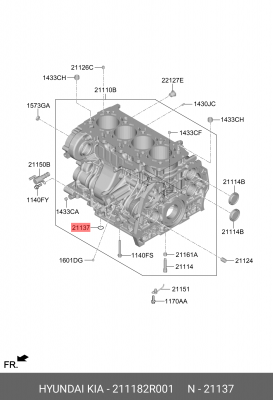 УПЛОТНИТЕЛЬНОЕ КОЛЬЦО БЛОКА ЦИЛИНДРОВ 211182R001 211182R001 HYUNDAI KIA