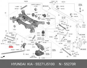 УЗЕЛ РЫЧАГА ЗАДНИЙ ПРОДОЛЬНЫЙ ПРАВЫЙ 55271-J5100 55271J5100 HYUNDAI KIA