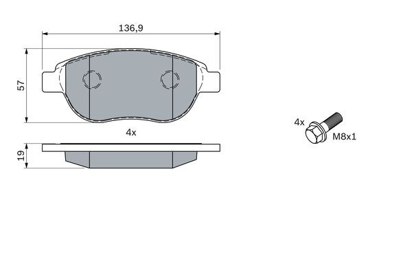 Колодки тормозные PEUGEOT 307 (1.6/2.0/Hdi) (00-) CITROEN C4 (04.00-) передние ( 0 986 494 038 BOSCH