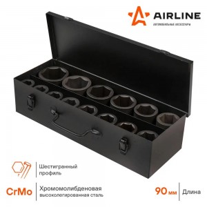 Набор головок ударных 1 90мм 14пр. (22-60мм) кейс (ATAS046) ATAS046 AIRLINE