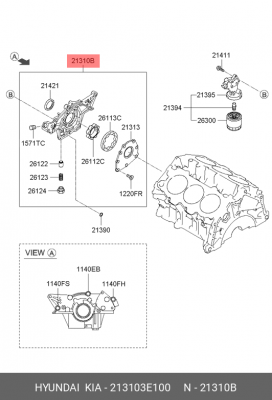 Насос масляный HYUNDAI Santa Fe (05-12) OE 213103E100 HYUNDAI KIA