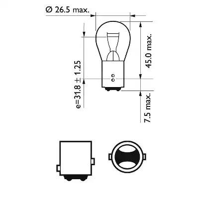 Лампа 12V P21/5W BAY15d блистер (2шт.) PHILIPS 12499B2 PHILIPS