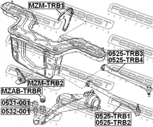 Рычаг задн подвески верхн правый MAZDA TRIBUTE 01-11 0525-TRB4 0525-TRB4 FEBEST