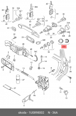 р/к замка двери!\ Skoda Octavia 00-11/Fabia 99-07 1U0898002 VAG