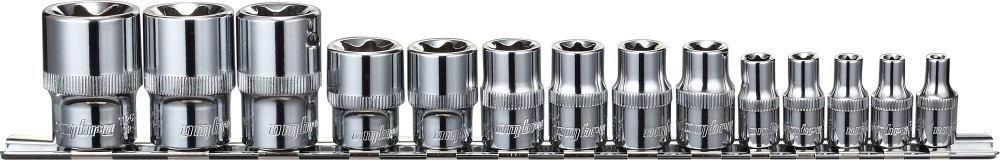 набор головок торцевых! 1/4, 3/8, 1/2DR на держателе, внешний TORX , E4-E24, 14  910614 OMBRA