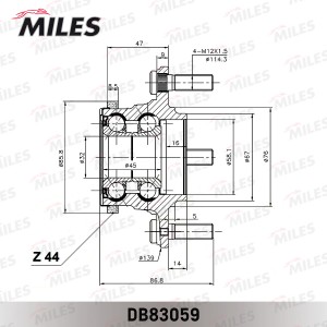 Ступица колеса задняя с подшипником HYUNDAI ELANTRA/KIA CERATO 01-09 (SKF VKBA68 DB83059 MILES