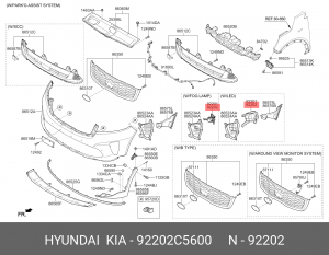 Фара противотуманная KIA Sorento (18-) правая (LED) OE 92202C5600 HYUNDAI KIA
