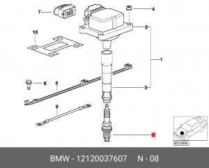 Свеча зажигания BMW (N42,M54,S38,S62) High Power OE 12 12 0 037 607 BMW