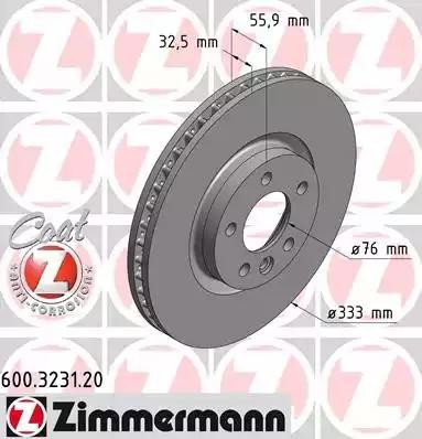 диск тормозной !перед. 333x32/56-5x120 \ VW T5 2.0-2.5TDi 03> 600.3231.20 ZIMMERMANN