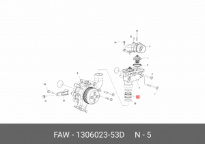 Малый соединительный патрубок циркуляции 1306023-53D FAW