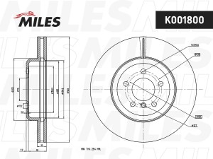 Диск тормозной передний BMW F10 10- K001800 K001800 MILES