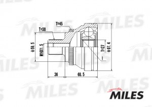 ШРУС наружный AUDI 100/80/A6/V8 2.5D-4.2 88-97 (GKN 301957) GA20008 GA20008 MILES